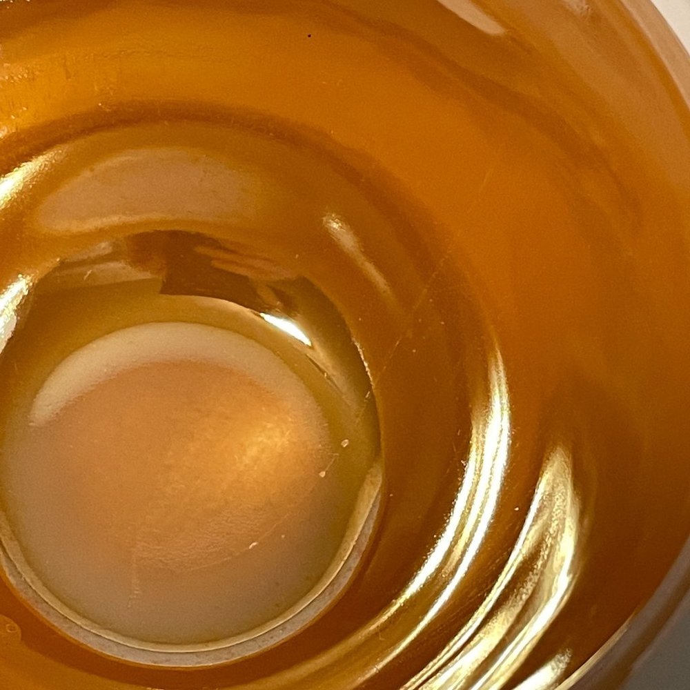 Vintage Fire King Peach Lustre Laurel Leaf Iridescent Cups and Saucers Set of 5 - Picture 8 of 16